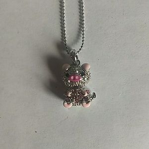 Rhinestone pig necklace